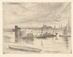 Battersea Morgendämmerung (Cadogan Pier), aus der Thames Set von James Abbott McNeill Whistler
