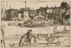 Black Lion Wharf, aus der Thames Set (Eine Serie von sechzehn Radierungen von Szenen an der Themse und anderen Motiven) von James McNeill Whistler