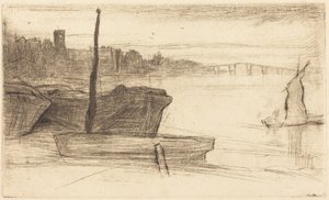 Chelsea-Brücke und Kirche von James McNeill Whistler