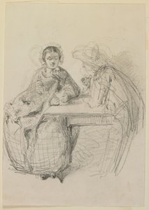 Paar, das an einem Tisch sitzt von James Abbott McNeill Whistler