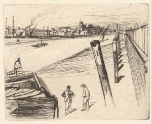 Millbank, aus der Thames-Serie (Eine Serie von sechzehn Radierungen von Szenen an der Themse und anderen Motiven) von James Abbott McNeill Whistler