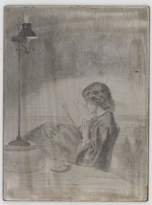 Lesen bei Lampenlicht von James Abbott McNeill Whistler
