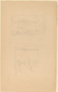 Zwei Skizzen von Landschaftsbildern, die bei der Society of British Artists ausgestellt sind von James Abbott McNeill Whistler