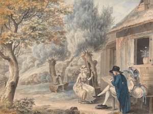 Der Künstler skizziert Mlle. de St. Legier als Schäferin von James Moore