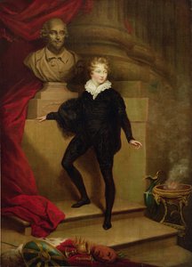 Meister Betty als Hamlet vor einer Büste von Shakespeare, ca. 1804-06
