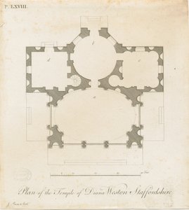 Weston-under-Lizard - Der Tempel der Diana: Gravur, ca. 1765-1770