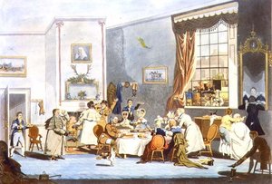 Postkutschenpassagiere beim Frühstück (Gravur) von James Pollard
