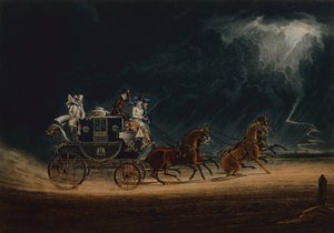 Die Postkutsche in einem Gewitter auf Newmarket Heath von James Pollard