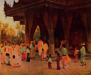 Anbeter an einem Schrein von Gautama, 1913 von James Raeburn Middleton