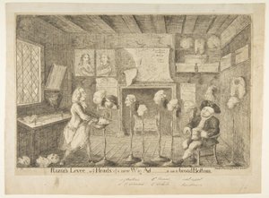 Razors Levée, oder Ye Heads of a New Wig Ad[ministration] auf breiter Basis, 21. April 1783 von James Sayers