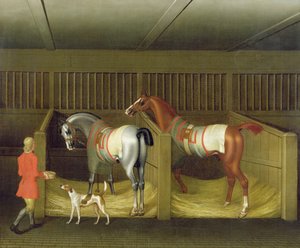 Die Ställe und zwei berühmte Rennpferde des Herzogs von Bolton, 1747 von James Seymour
