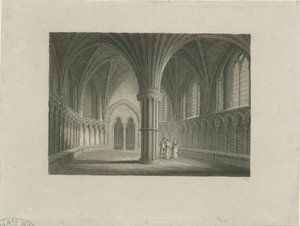 Innenraum der Kathedrale von Lichfield - Kapitelhaus (Stahlstich)