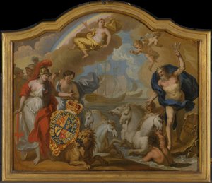 Allegorie der Macht Großbritanniens zur See, Entwurf für ein dekoratives Panel für die Zeremonienkutsche von George I