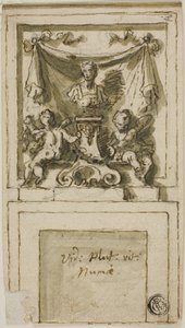 Entwurf für den Kaminaufsatz mit Büste von Pompilius Numa von James Thornhill