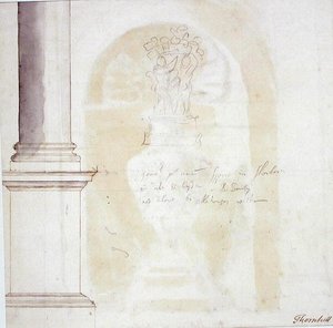 Skizze einer Säule und Statue von James Thornhill