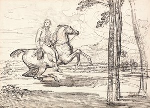 Ein Reiter in einer Landschaft: Wahrscheinlich eine Studie für "Theophilus Levett Fuchsjagd im Wychnor Park"