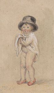 Ein kleiner Junge mit roten Schuhen (Kind mit roten Schuhen und einem Zylinder) von James Ward