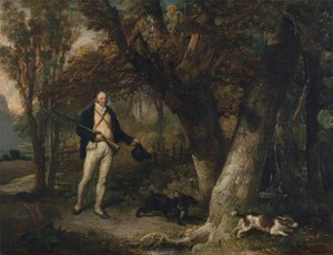 Porträt des Rev. Thomas Levett und Lieblingshunde, Hahnschießen von James Ward