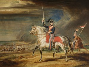 Sir John Leicester, Bt, übt sein Regiment der Cheshire Yeomanry am Strand von Liverpool, 1824 von James Ward