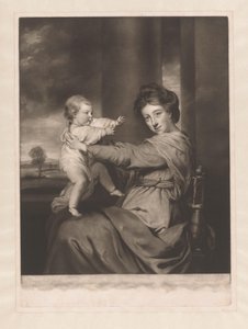 Porträt von Caroline Spencer mit ihrer Tochter Caroline von James Watson (prentmaker)