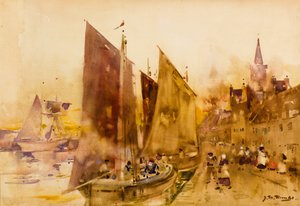 Fischerboote am Kai, Montrose von James Watterston Herald
