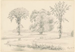 Landschaft mit drei Bäumen