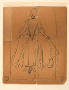Skizze einer Frau in historischer Kleidung von James Wells Champney