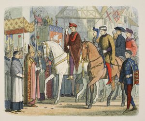 Karl VI. von Frankreich und Heinrich V. werden vom Klerus begrüßt, 1. Dezember 1420, aus 