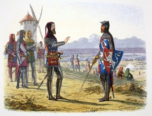 König Eduard III. verweigert seinem Sohn Hilfe in der Schlacht von Crecy, Frankreich, 1346, 1864