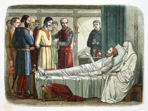 Richard I. von England begnadigt den Bogenschützen, der ihn erschoss, 1199 1864 von James William Edmund Doyle