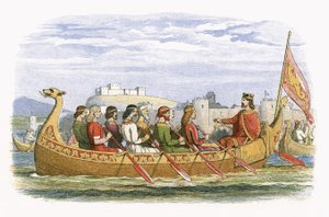 Die Barke von Edgar, bemannt von acht Königen auf dem Dee von James William Edmund Doyle