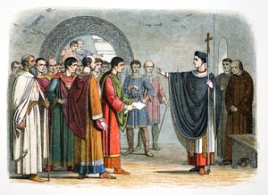 Thomas Becket verbietet dem Earl of Leicester, das Urteil über ihn zu fällen, 1162 1864 von James William Edmund Doyle