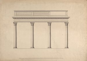 Cobham Hall, Kent: Erhebung der Kolonnade mit Balustradenbrüstung von James Wyatt