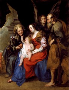 Porträt der Heiligen Familie mit der heiligen Anna, Mutter Marias, und einem Engel