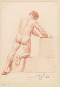 Kniender männlicher Akt, von hinten gesehen (2. Preis 1812)