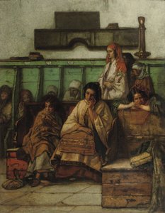 Die Frauenbank in der Synagoge von Prag, 1855 von Jan August Hendrik Leys