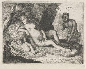 Schlafende Venus von einem Satyr beobachtet