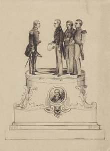 Entwurf für ein Denkmal zum 50-jährigen Jubiläum der Unabhängigkeit des Königreichs der Niederlande im Jahr 1863 von Jan Bos