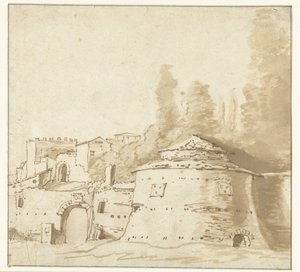 Italienisches Gebäude mit schwerem Rundturm