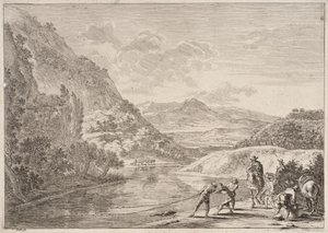Fischer am Tiber, aus der Serie Ansichten von Rom und Umgebung von Jan Both