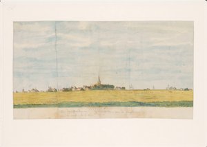 Das Dorf Overdiem bei Amsterdam an der Zuiderzee, von der Landseite aus gesehen von Jan Brandes