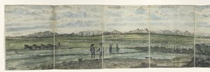 Panorama von Hottentots Holland Kaapsche Bergen von der Kap nach Norden streckend von der Baay fals nach der Tygerberg quer über. 1787 von Jan Brandes