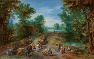 Waldlandschaft mit Reisenden