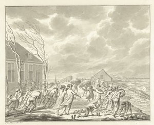 Die Überschwemmung des Diemerzeedijk bei Amsterdam, 1776 von Jan Bulthuis (signed by artist)