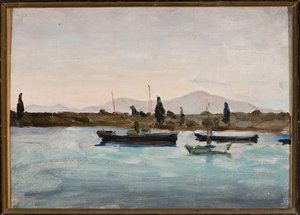 Boote am Ufer, Marmora - Tuscula. Aus der Reise nach Palästina von Jan Ciągliński