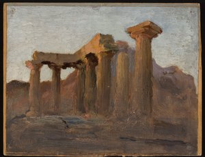 Tempel des Apollon in Korinth bei Sonnenaufgang. Aus der Reise nach Griechenland von Jan Ciągliński