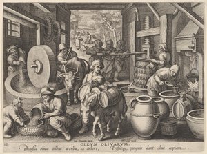 Neue Erfindungen der Neuzeit [Nova Reperta], Die Erfindung der Olivenölpresse, ca. 1600