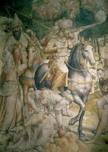 Kampagne von Kaiser Karl V. gegen die Türken in Tunis 1535: Die Niederlage der Türken in der Schlacht von Goletta, Detail von Kavalleristen, die ihren Durst stillen von Jan Cornelisz Vermeyen
