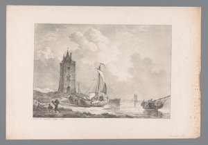 Küstenlandschaft mit Turm von Jan Dam Steuerwald (possibly)