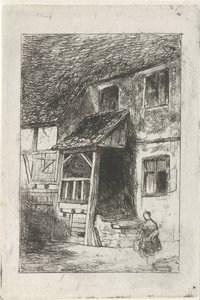 Fassade eines Hauses mit überdachtem Aufgang von Jan Diederikus Kruseman